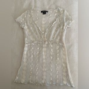 Women’s short sleeves silk top size XS Color Ivory